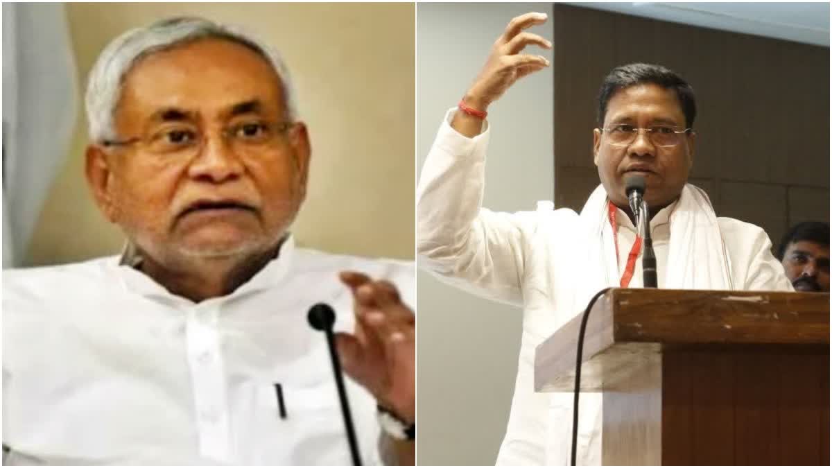 Lok Sabha election 2024  Jitan Ram Manjhi son  Santosh Kumar Suman resigns  Santosh Kumar Suman resigns minister post  ಬಿಹಾರದ ರಾಜಕೀಯ ವಲಯ  ಜಿತನ್ ರಾಮ್ ಮಾಂಝಿ ಅವರ ಪುತ್ರ  ಸಂತೋಷ್ ಕುಮಾರ್ ಸುಮನ್ ಅವರು ಸಚಿವ ಸ್ಥಾನಕ್ಕೆ ರಾಜೀನಾಮೆ  ಎನ್​ಡಿಎಗೆ ಮಾಂಝಿ  ಪಕ್ಷದ ವಿಲೀನಕ್ಕೆ ಸಂಬಂಧ  ಡವರ ಹಿತ ಮತ್ತು ಕಾರ್ಯಕರ್ತರ ಗೌರವ  ಜಿತನ್ ರಾಮ್ ಮಾಂಝಿ ಪುತ್ರ  ಸಚಿವ ಸ್ಥಾನಕ್ಕೆ ರಾಜೀನಾಮೆ