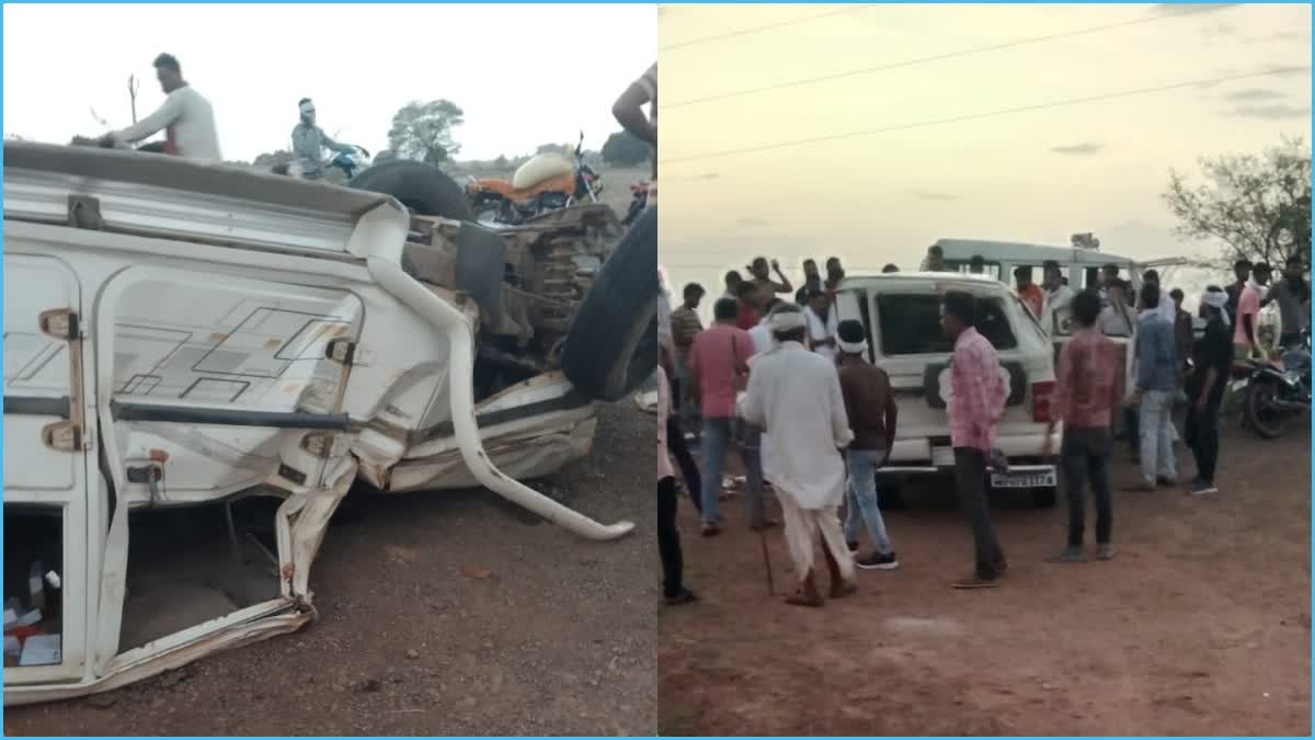 Car overturned in Shivpuri