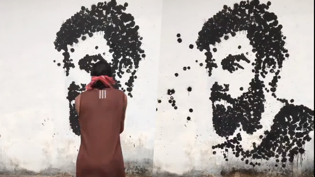 virat kohli  virat kohli portrait in a wall  tennis ball to create virat kohli portrait  virat kohli fan  വിരാട് കോലി  വിരാട് കോലി ഛായാചിത്രം  വിരാട് കോലി ആരാധകന്‍  ഛായാചിത്രം  ലോക ടെസ്റ്റ് ചാമ്പ്യന്‍ഷിപ്പ്  ഇന്ത്യന്‍ ക്രിക്കറ്റ് ടീം