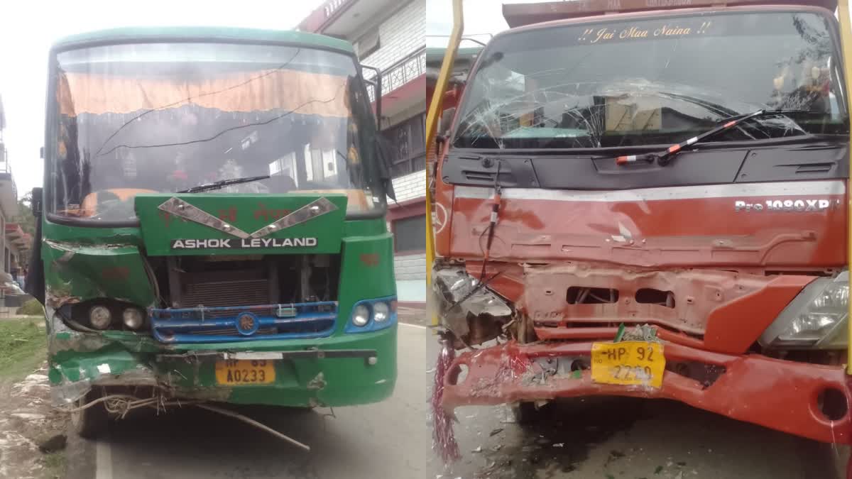 bus truck collision mandi news