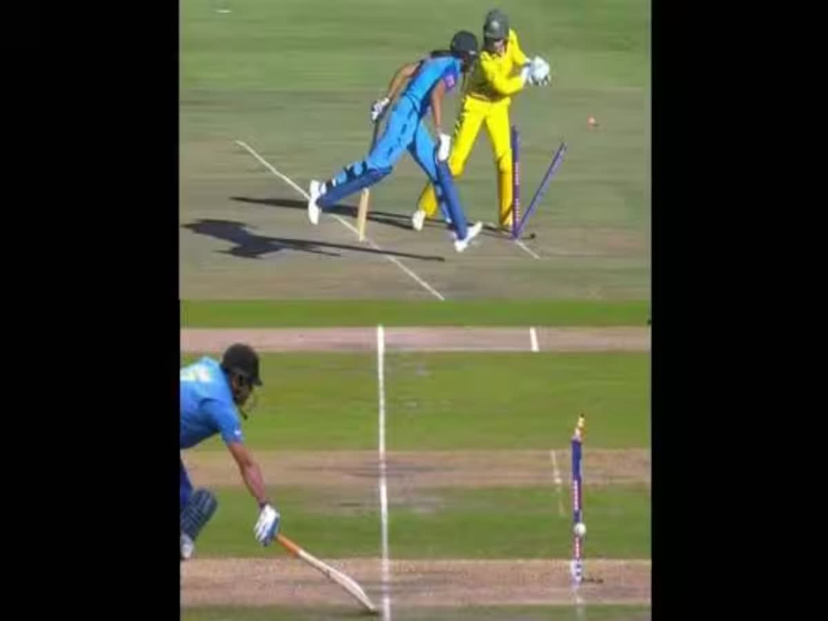 டோனி, ஹர்மன்பிரீத் கவுர் ரன் அவுட்டால் இந்தியாவுக்கு நடந்த கொடுமை! ரசிகர்கள் விமர்சனம்!, fans-compare-harmanpreet-kaur-run-out-to-ms-dhoni-heartbreak-run-out-as-team-india-lose-another-semifinal