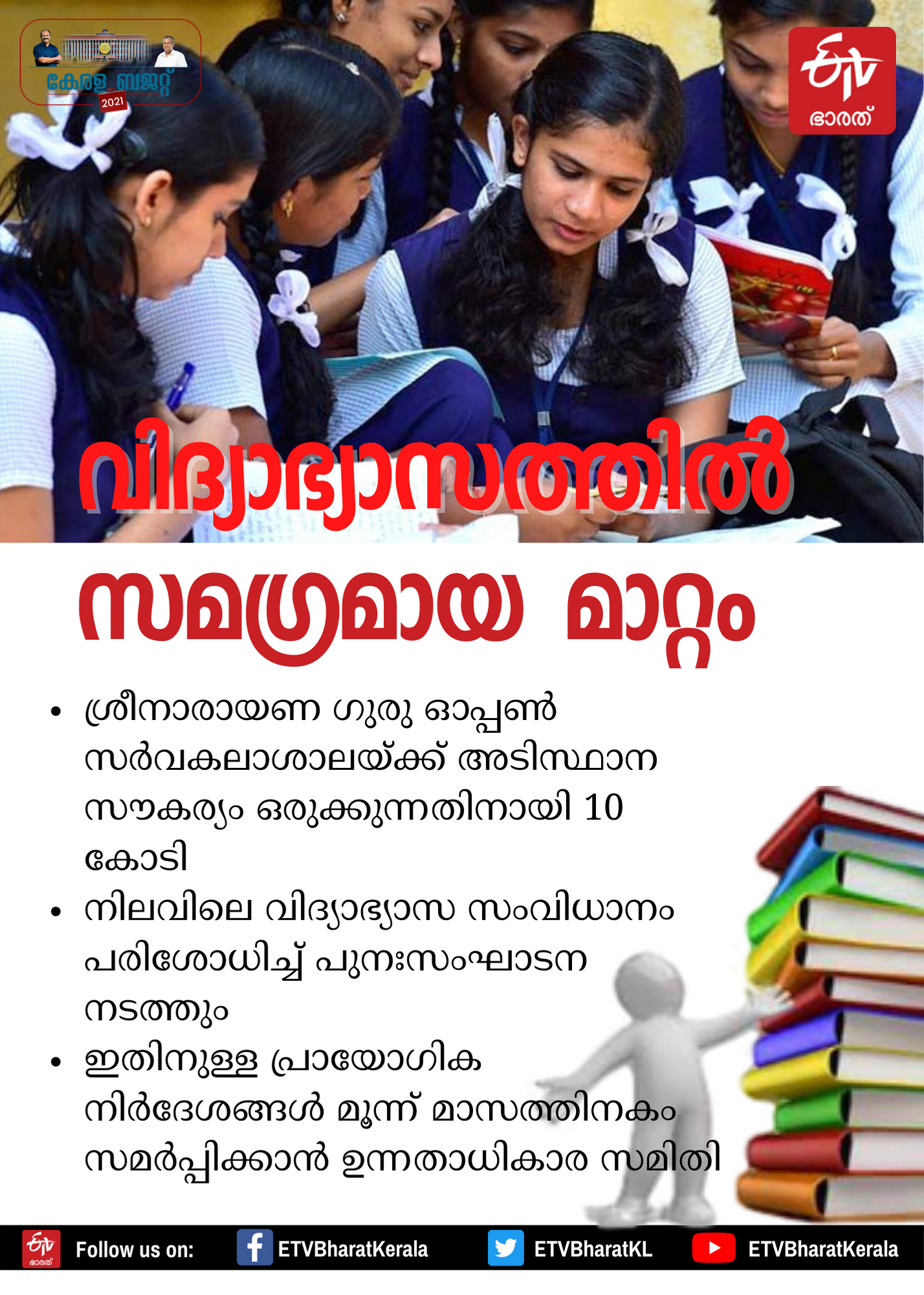 കേരള ബജറ്റ് പുതിയ വാര്‍ത്ത  കേരള ബജറ്റ് ഉന്നത വിദ്യാഭ്യാസം വാര്‍ത്ത  വിദ്യാഭ്യാസം പുനസംഘാടനം  വിദ്യാഭ്യാസ മേഖല ഉന്നത സമിതി  kerla budget latest news  kerala budget higher education  budget higher education