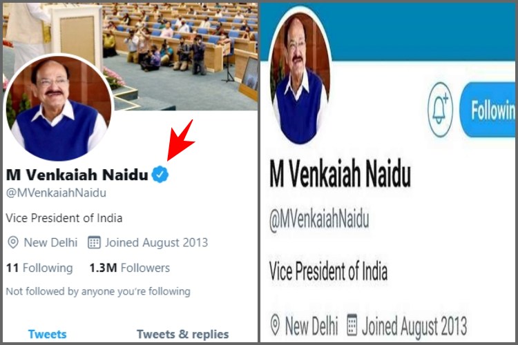 Twitter removes blue badge from Vice President Venkaiah Naidu's personal verified account