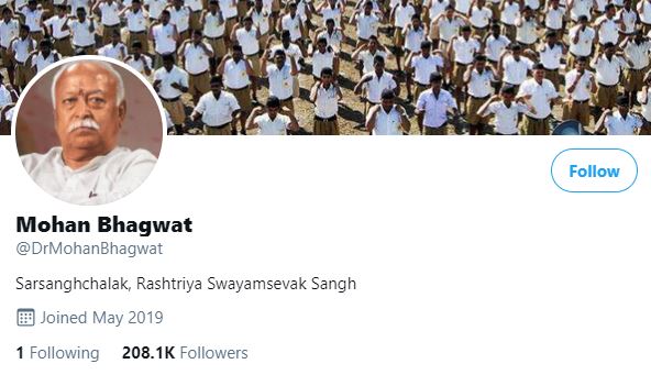 Twitter removes blue badge from RSS chief Mohan Bhagwat's account