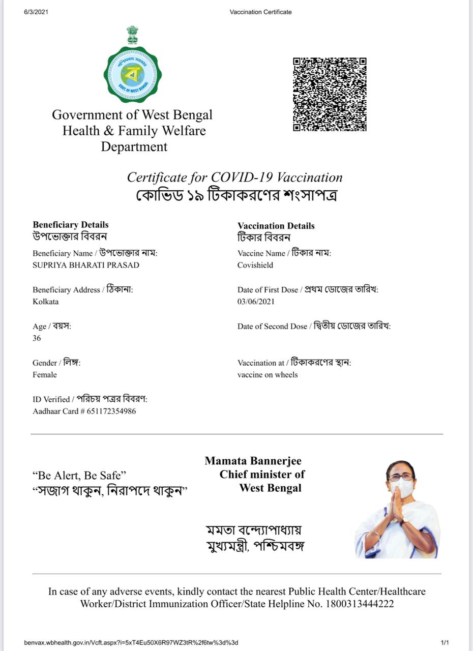 Covid vaccine certificates in Bengal to bear CM Mamata's picture