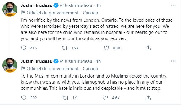 tweet of canadian pm