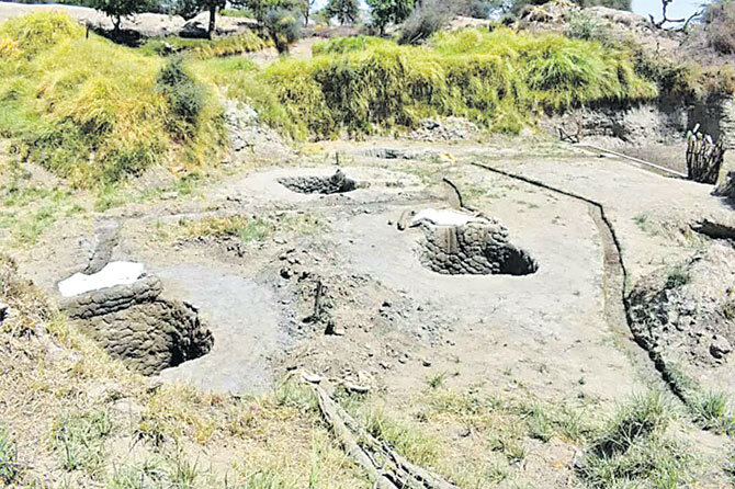 Wells in the pond in Gujarat