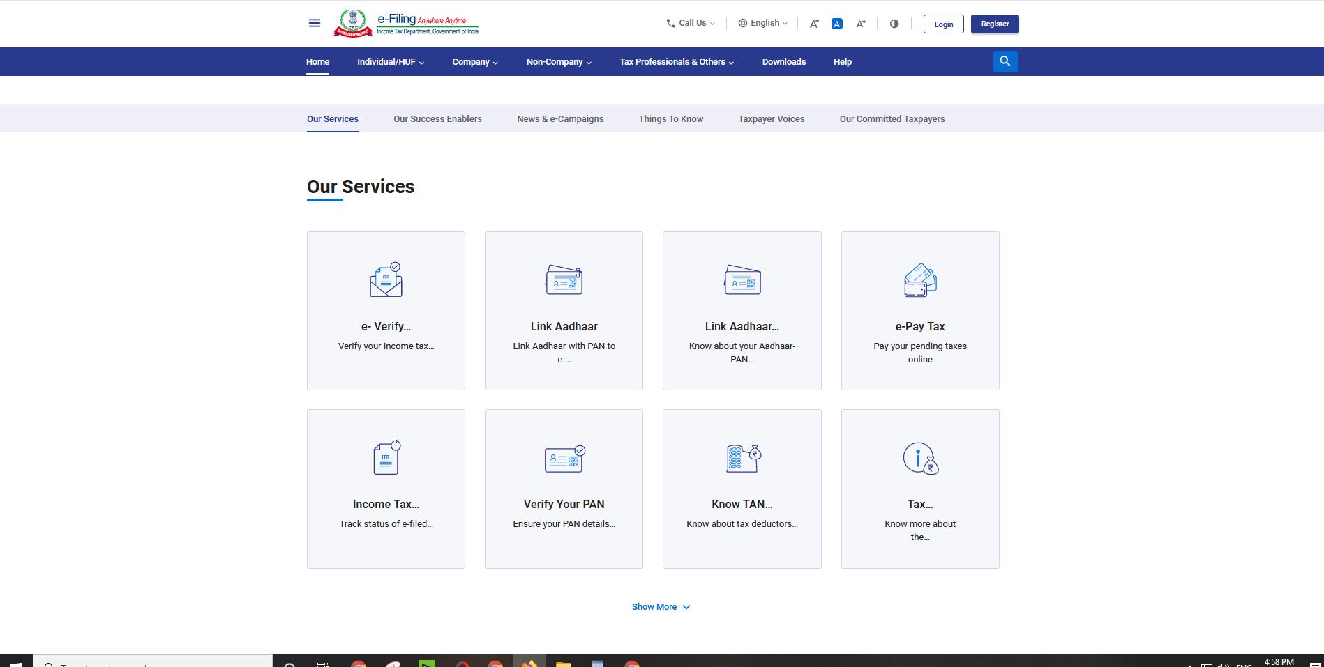 New I-T e-filing portal