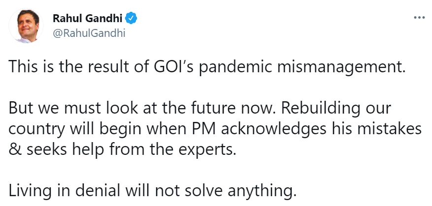 PM should acknowledge his mistakes  Rahul Gandhi  Rahul Gandhi twitter  Rahul Gandhi post  Rahul Gandhi attack modi  Rahul Gandhi on modi  രാഹുല്‍ ഗാന്ധി  നരേന്ദ്ര മോദി  കൊവിഡ് വ്യാപനം  ലോക ബാങ്ക്  ദാരിദ്രരേഖ