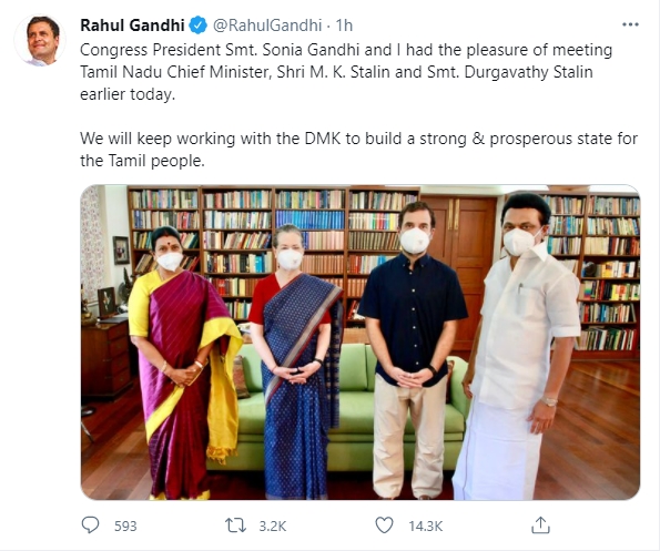 Congress leader Rahul Gandhi's tweet after the meeting