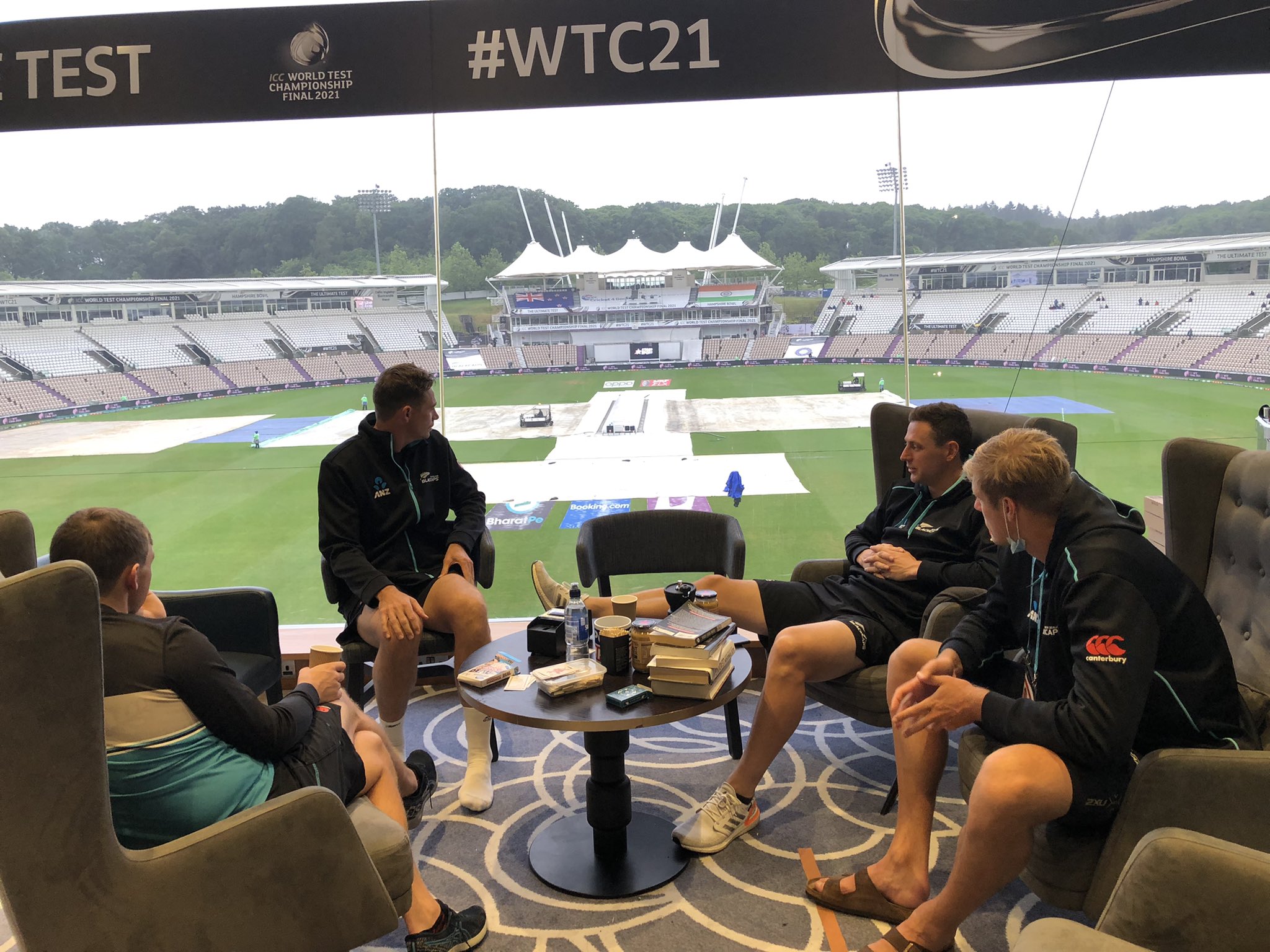 WTC final: Match officials on the field as it continues to drizzle in Southampton