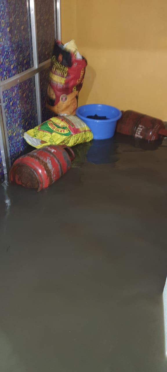 Water filled houses due to heavy rain