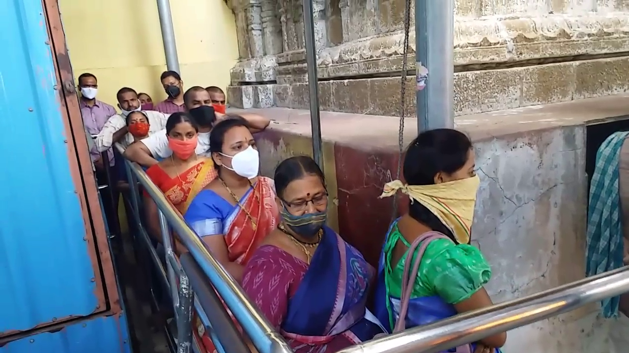 reopen for devotees resumed at the Bhadradri temple 46 days after the lock-down was lifted.