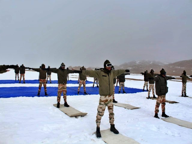 Indo-Tibetan Border Police  performs Yoga