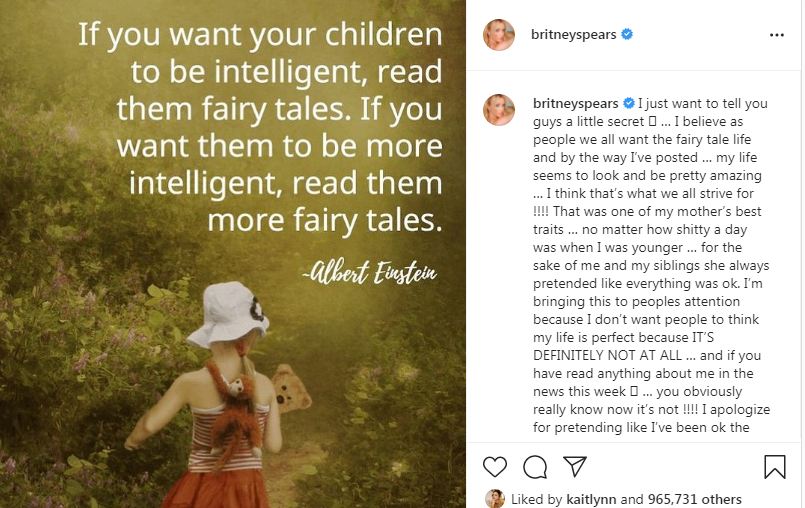 The 39-year-old took to her Instagram handle on Friday, to apologize to fans for pretending her life was perfect when she was actually struggling.