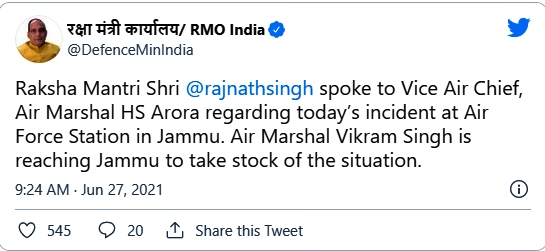 A tweet from Defence Ministry's Office