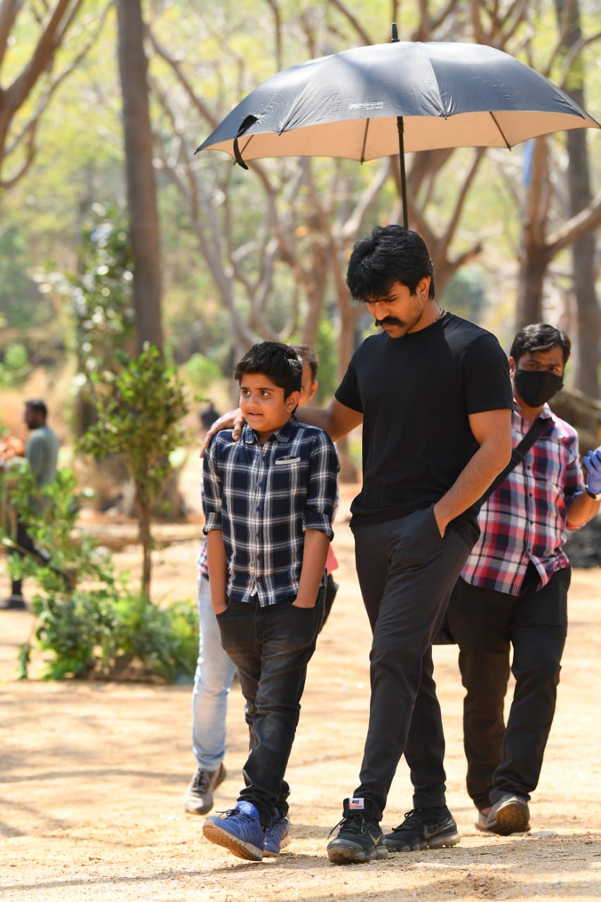 Ram Charan Photos From RRR movie shooting sets