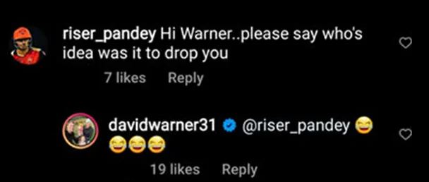 Fan asks 'whose idea was it to drop you from SRH', David Warner responds