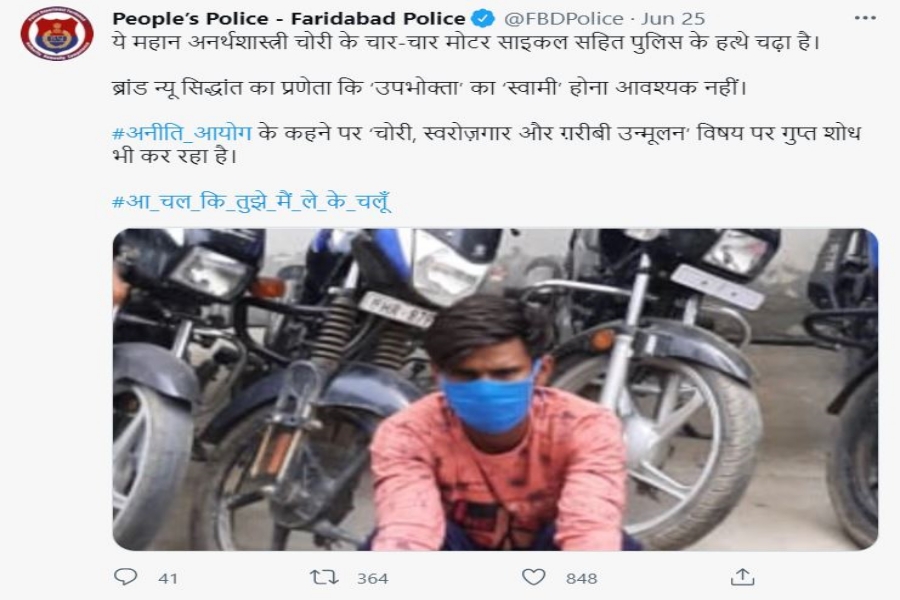 faridabad police funny tweets