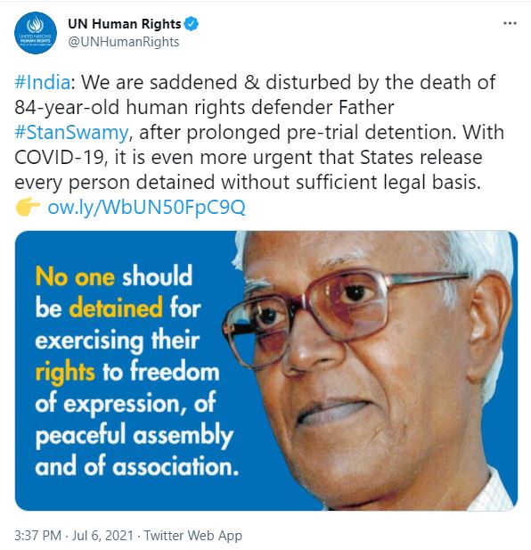 UN Human Rights का ट्वीट