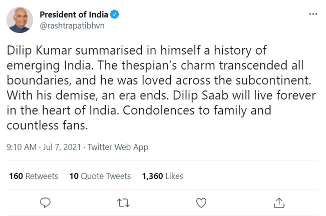 President of India Tweets