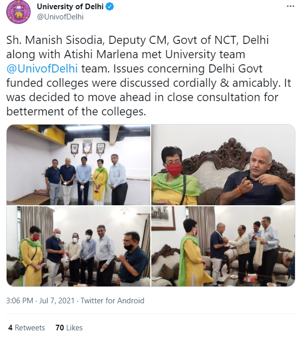 manish sisodia and atishi met university of delhi team