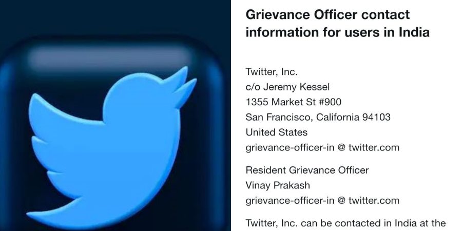 Resident Grievance Officer for India  Twitter India  Twitter  Vinay Prakash  IT Rules  central government  വിനയ് പ്രകാശ് ട്വിറ്ററിന്‍റെ പരാതി പരിഹാഹ ഉദ്യോഗസ്ഥൻ  വിനയ് പ്രകാശ്  ട്വിറ്ററിന്‍റെ പരാതി പരിഹാഹ ഉദ്യോഗസ്ഥൻ  ട്വിറ്റര്‍  ഐടി നിയമം  കേന്ദ്ര സര്‍ക്കാര്‍