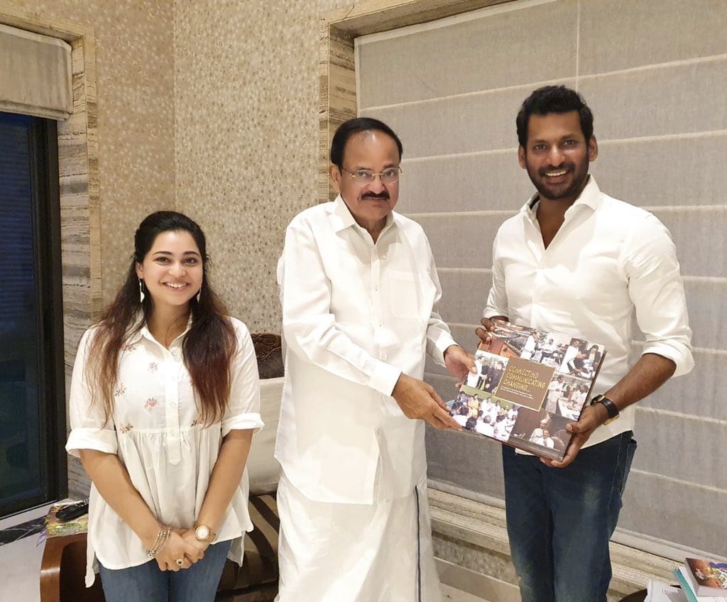 Skylab telugu movie firstlook - Vishal meets Vice President Venkaiah Naidu