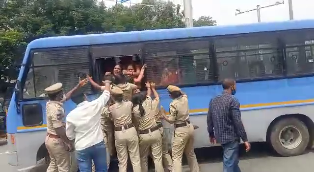 BJP MAHILA MORCHA, mahila morcha protest for nurses