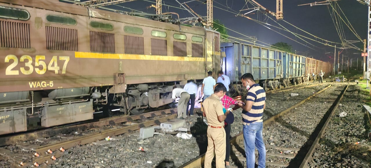 Goods train engine derailed for the second time