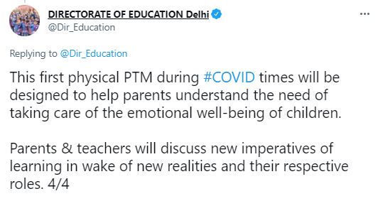 Delhi Directorate of Education Tweet