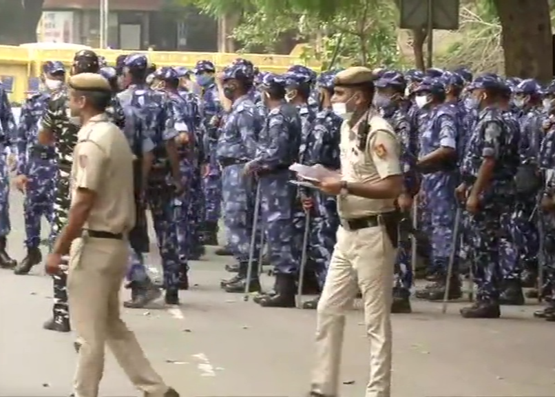 Heavy security deployment at National Capital Delhi in view of farmer protest against at Jantar Mantar