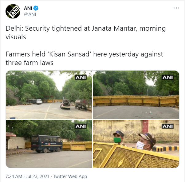 security tightened at jantar mantar and singhu border for kisan sansad