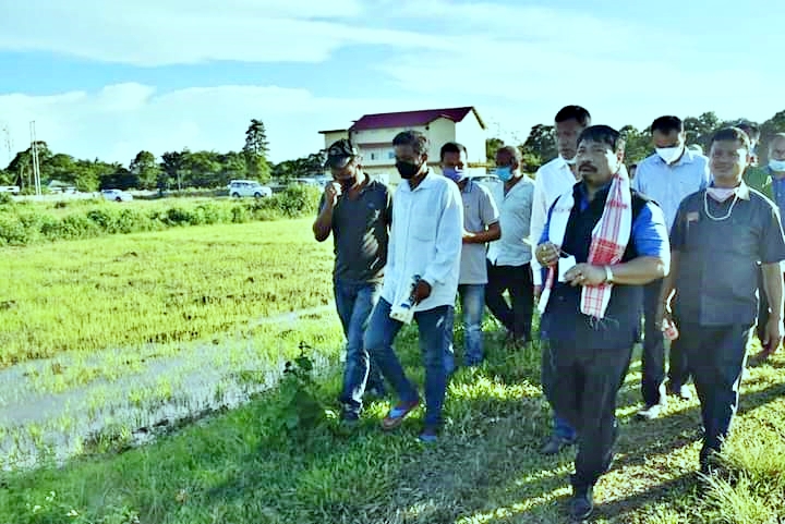 Minister Atul Borah visited paddy field of Dibrugarh