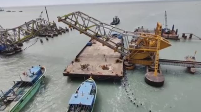 Barge rams Pamban bridge