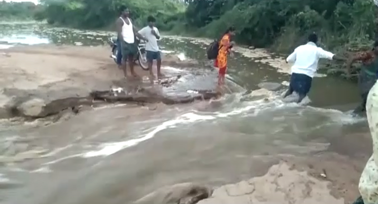 అతి కష్టం మీద రోడ్డు దాటుతూ...