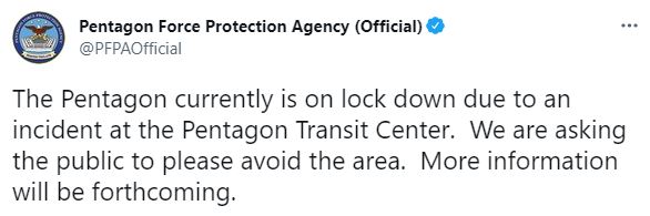 Tweet by the Pentagon Protection Force Protection Agency