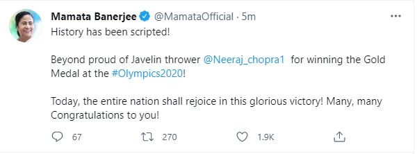 narendra-modi-to-mamata-banerjee-all-are-delighted-on-olympic-gold-medal-of-neeraj-chopra