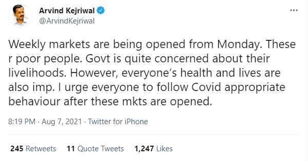 CM KEJRIWAL TWEET