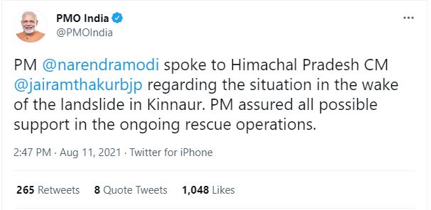 Prime Minister Modi Tweets