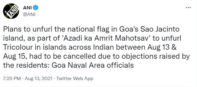 In Goa, the navy was prevented from hoisting the flag