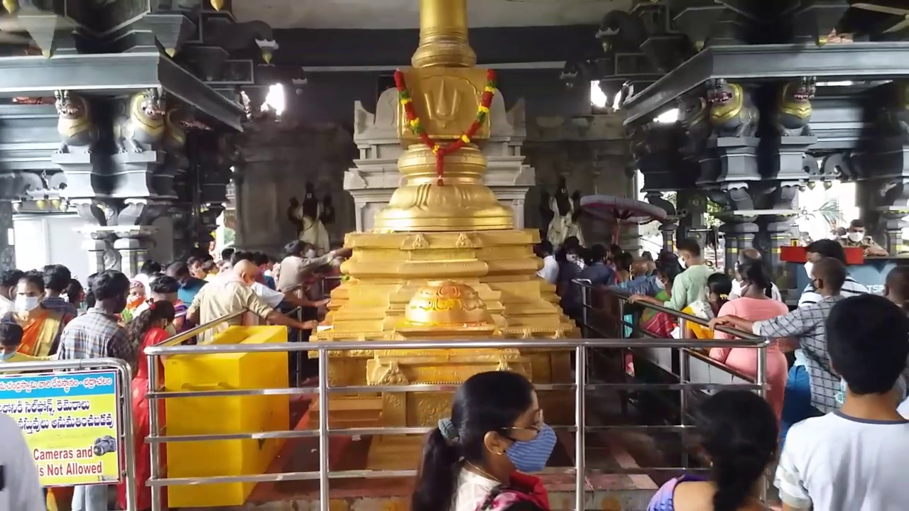 devotees flow at temples, bhadradri seetharama swamy temple