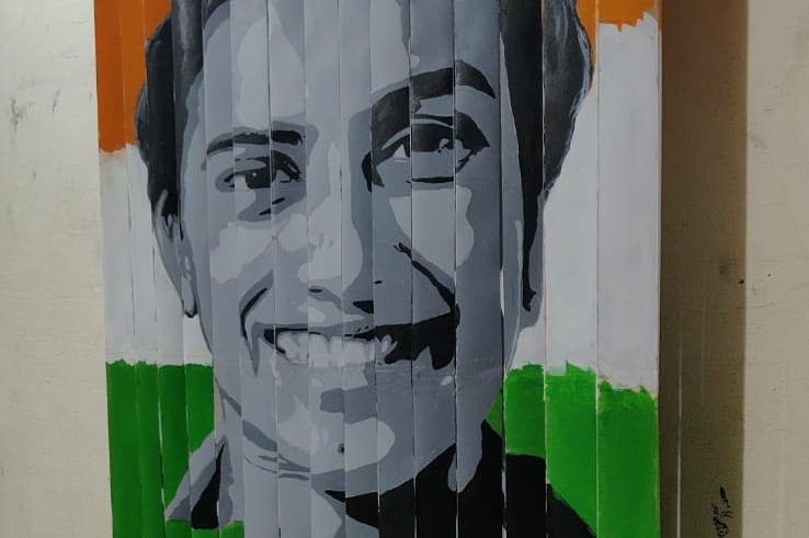 mumbaikar omkar nalawade createed neeraj chopra, mirabai chanu p v sindhi and bajrang punia portrait