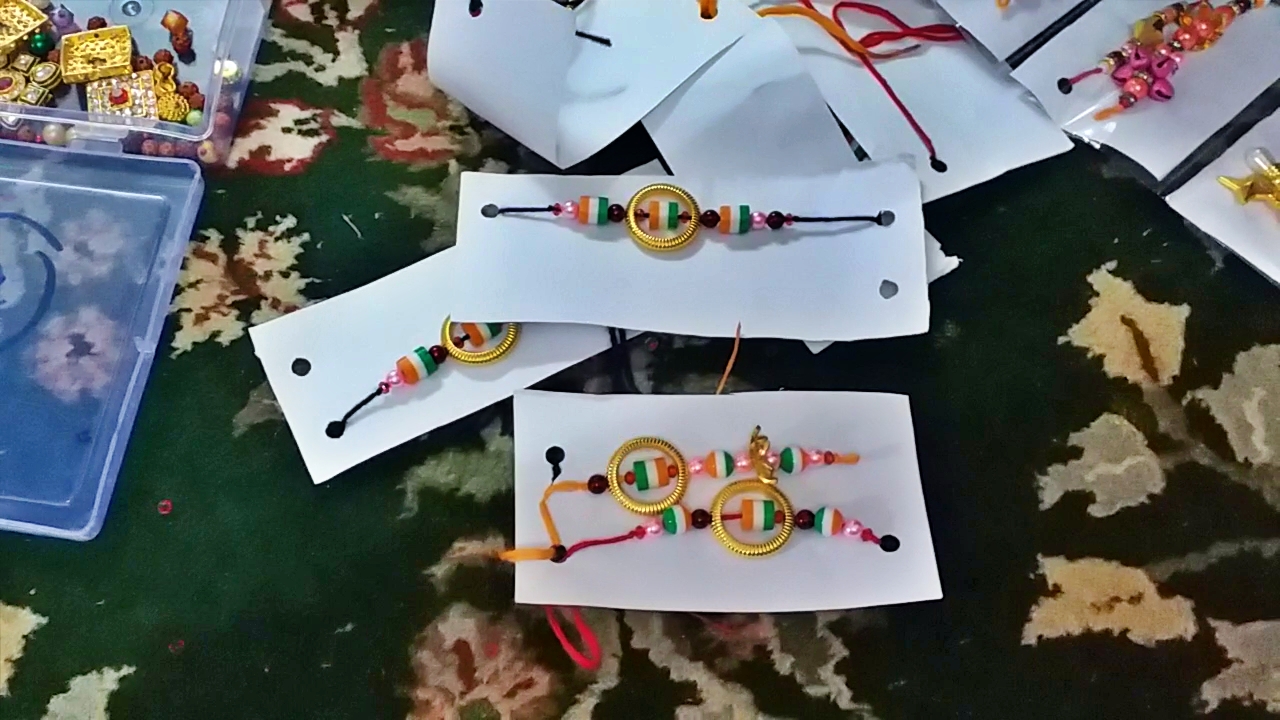 Blind girls made colorful rakhis