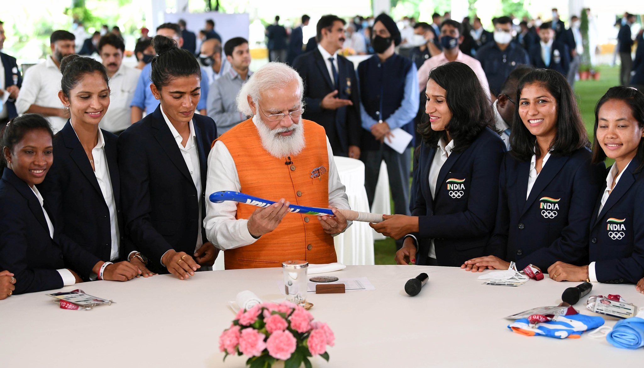 pm modi olympic players summit video