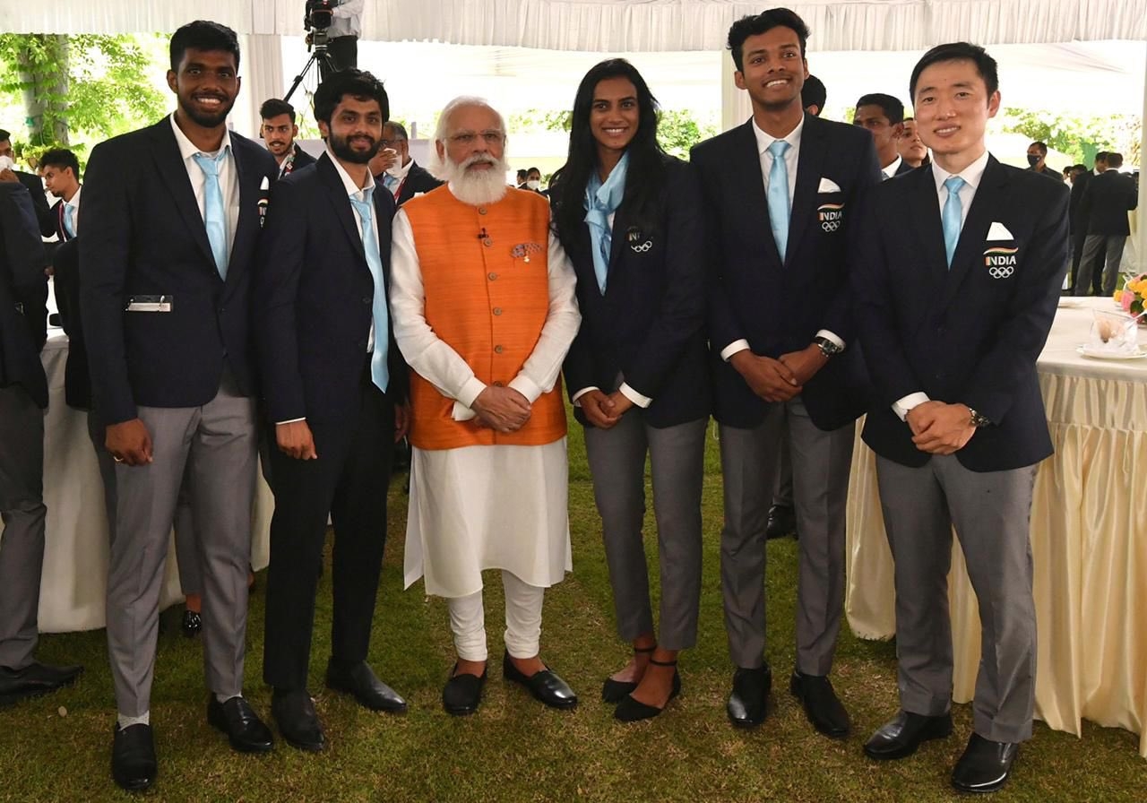 pm modi olympic players summit video