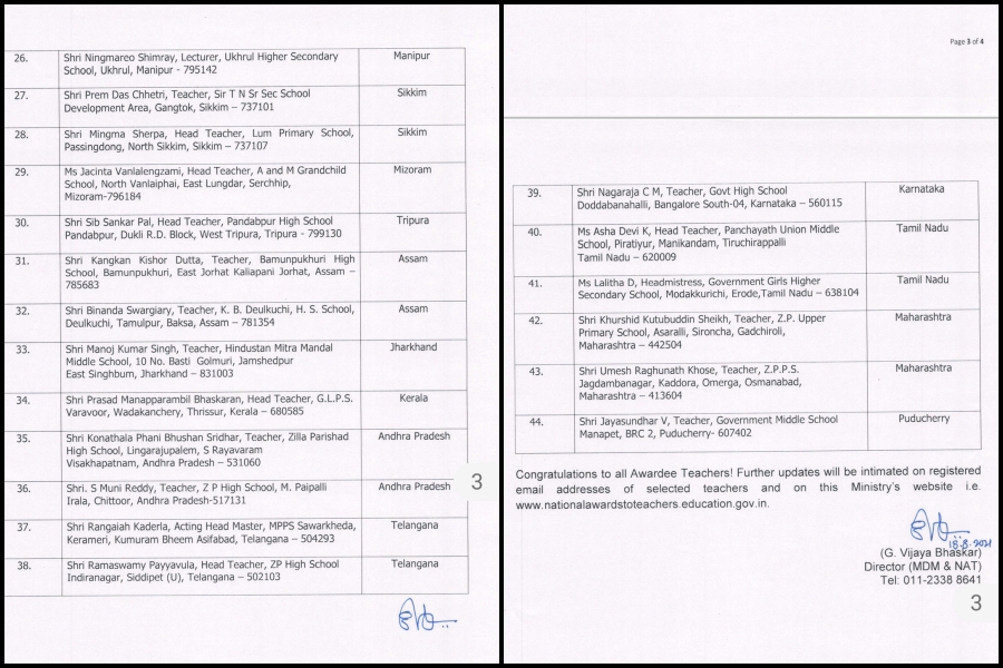 44 Teachers, including Bangalore Teacher CM Nagaraj have selected for the National Award