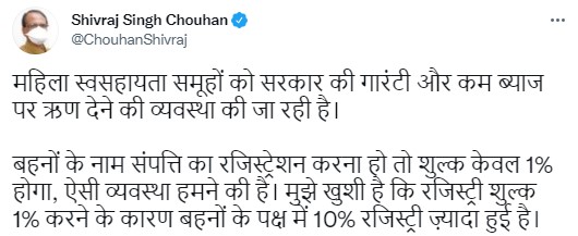 Tweet by MP CM Shivraj Singh Chouhan