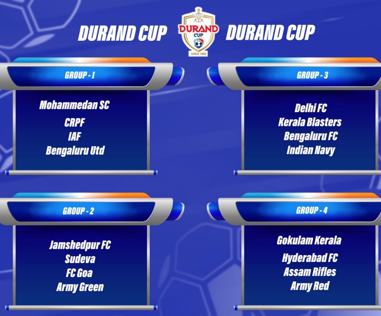 Durand Cup 2021 schedule unveiled