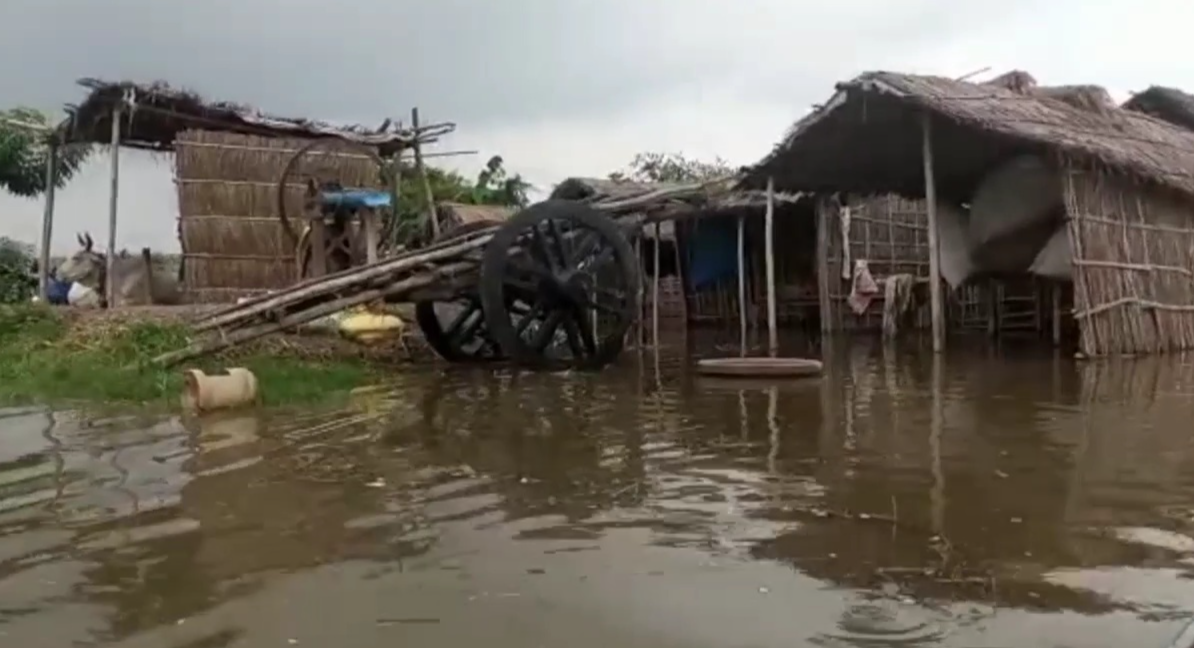 Government school and several houses submerged at Ganga River in Sahibganj